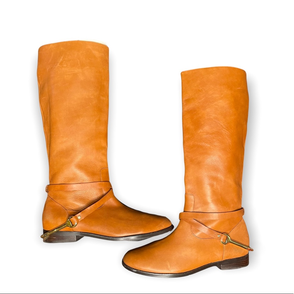 Ralph Lauren Jenny tan leather riding boots 11